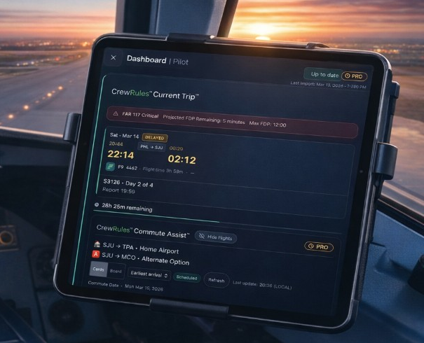 CrewRules Current Trip and Commute Assist preview